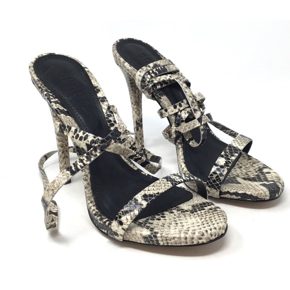 Schutz Cloe Women's Size 5.5 B Natural Snake-Printed Leather Sandals Shoes - Picture 2 of 7